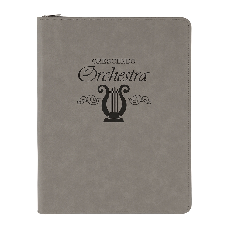 9" x 12" Leatherette Gray Portfolio with Zipper 4