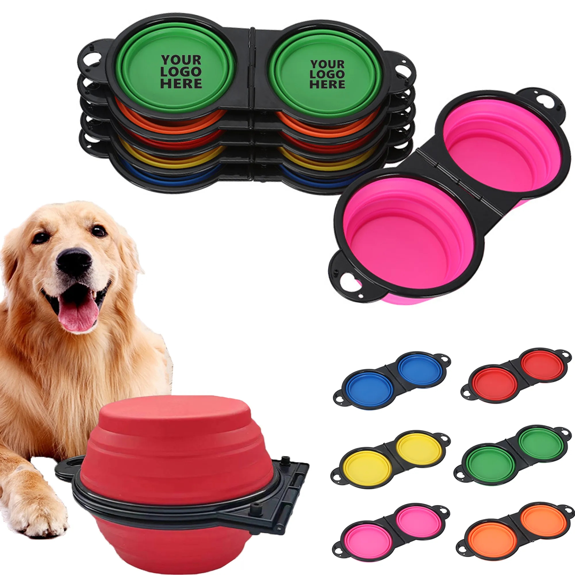 Portable Outdoor Pet Folding Double Bowl 1