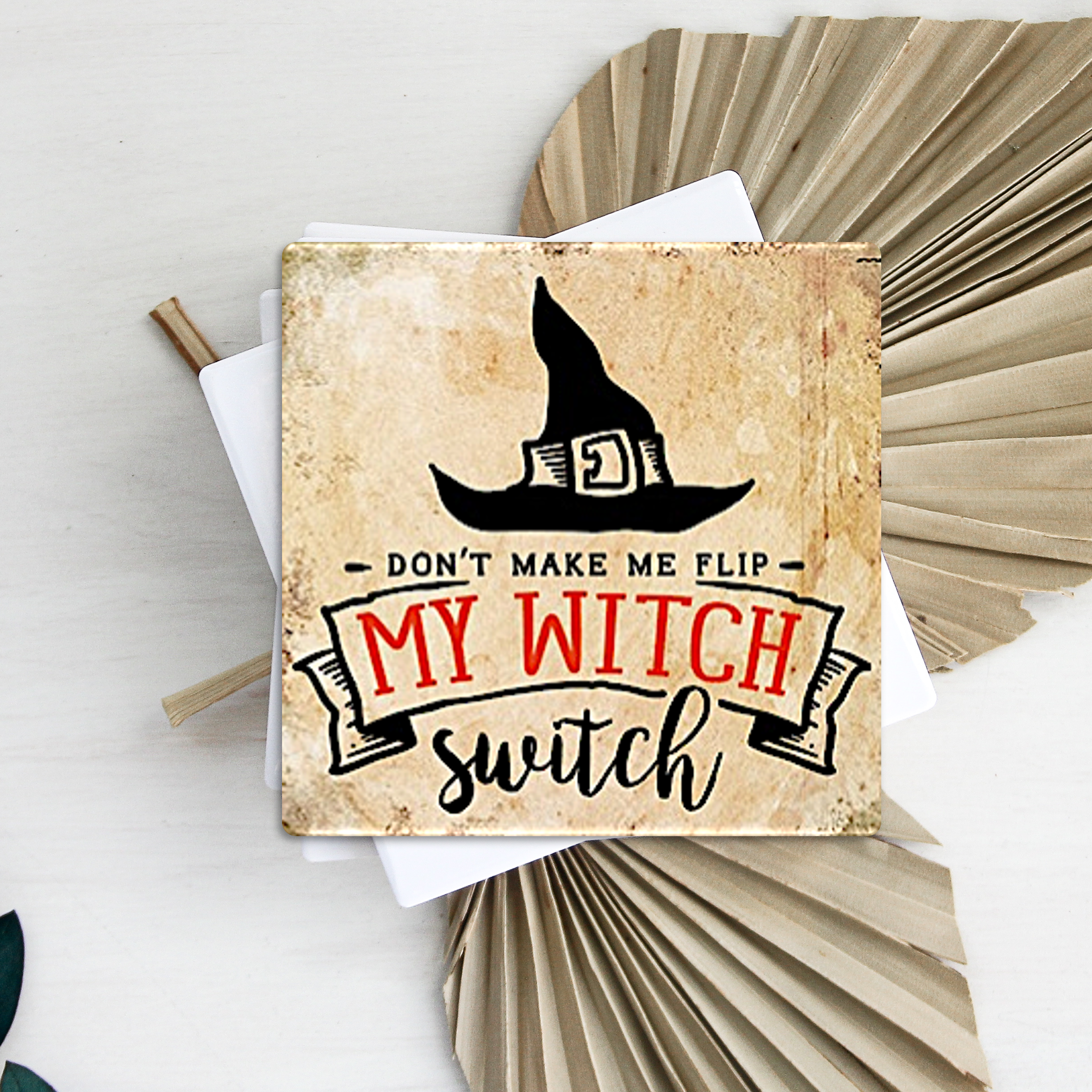 Square Coaster Semi-Gloss White Ceramic 6