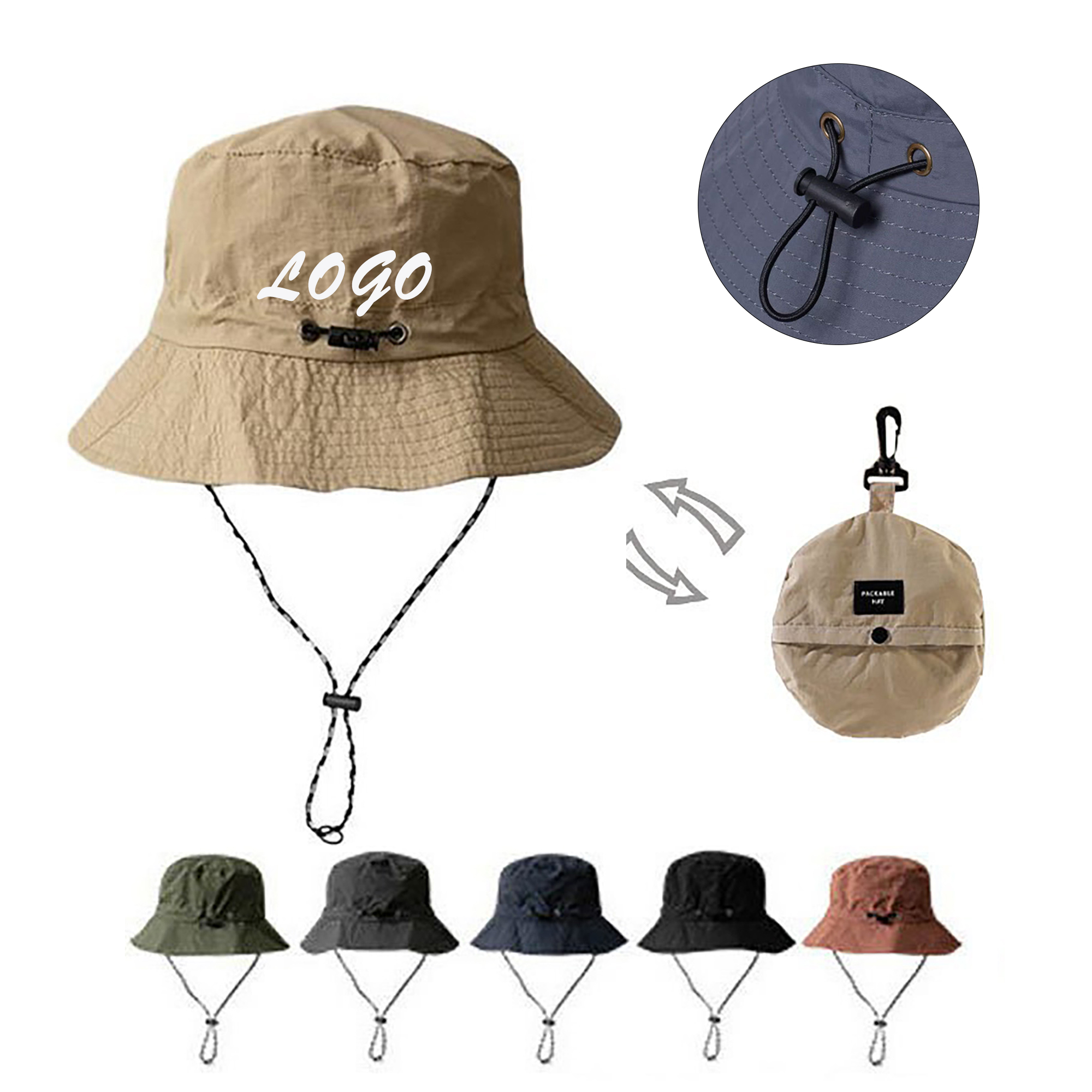 Waterproof Foldable Portable Bucket Hat Adjustable Sun Cap 2