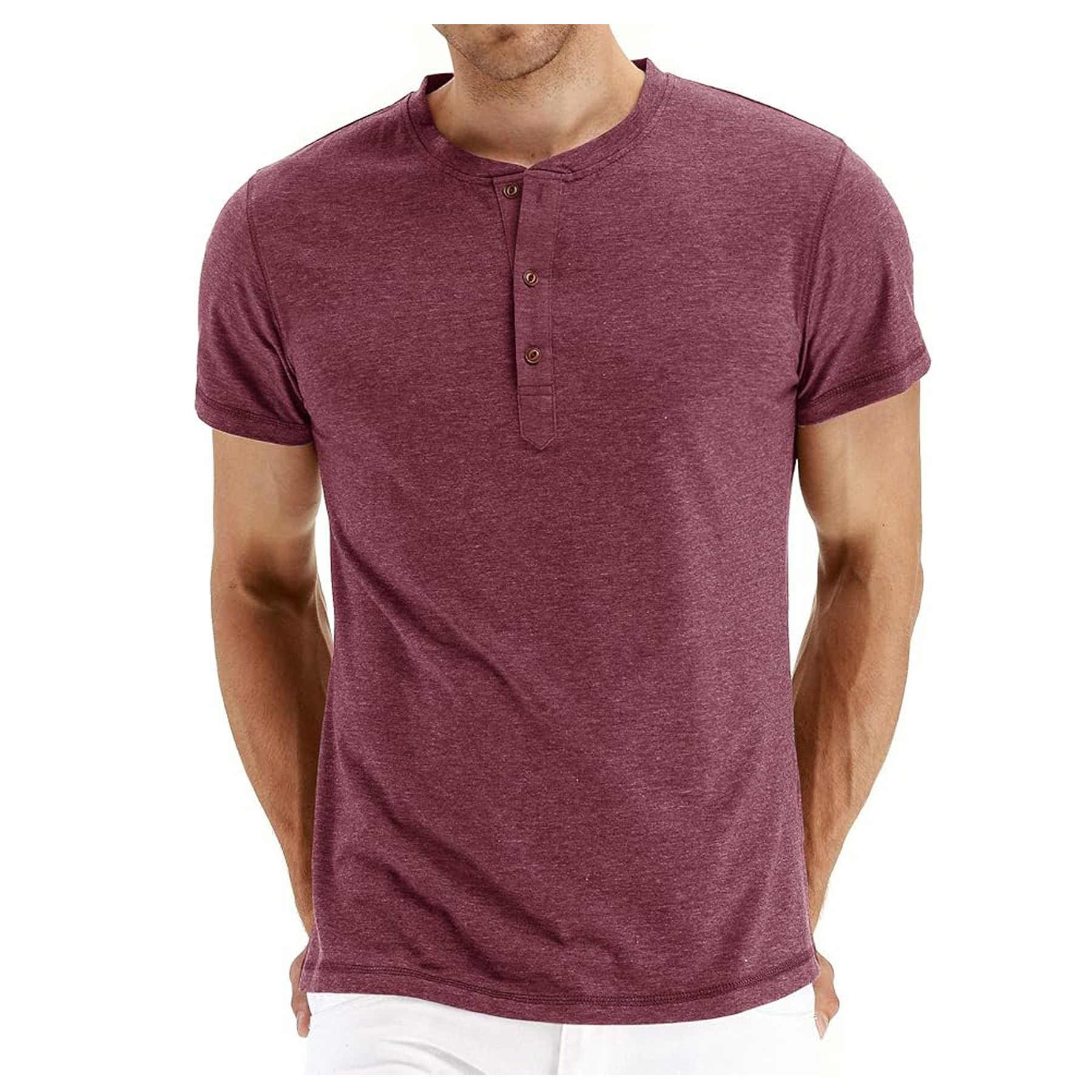 Men's Long Sleeve Henley Cotton T Shirts 21