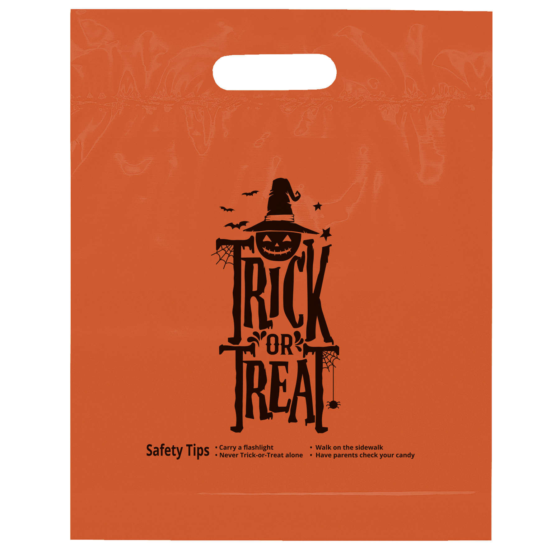 Orange Die Cut Handle - Trick or Treat - Flexo Ink Print