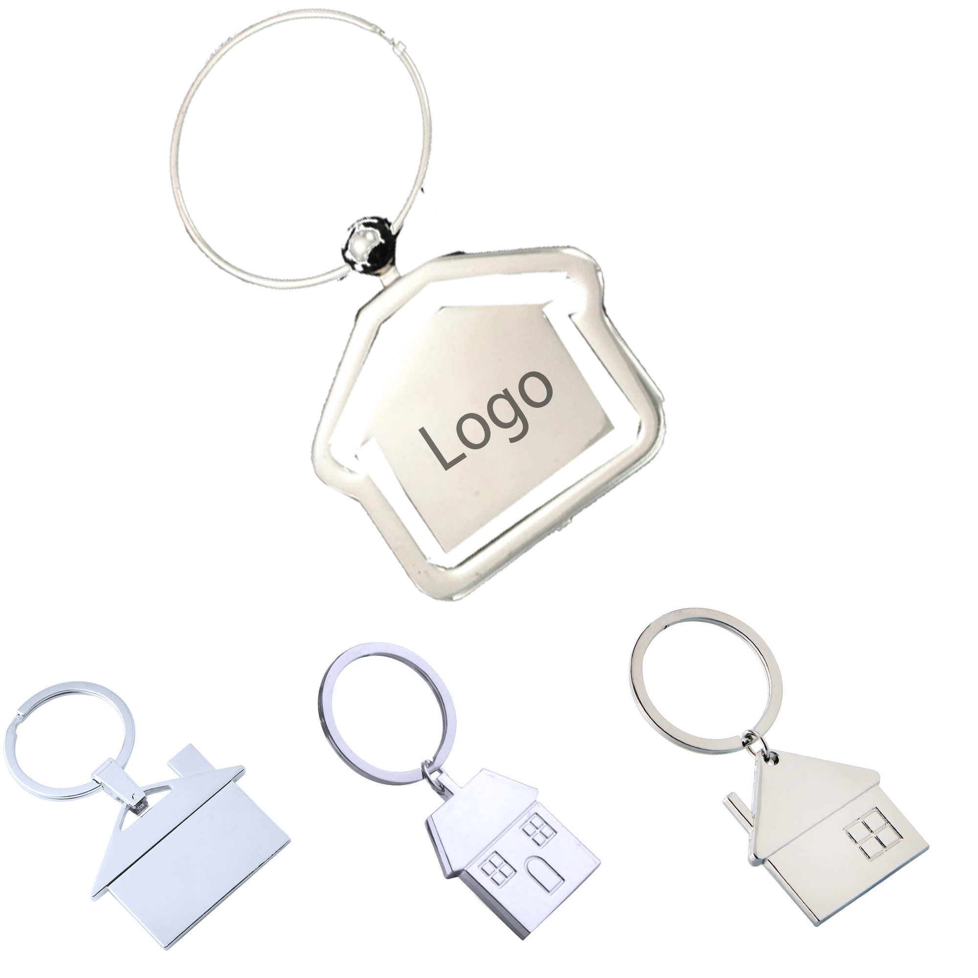 Premium Rotating House Shaped Metal Keychain 4