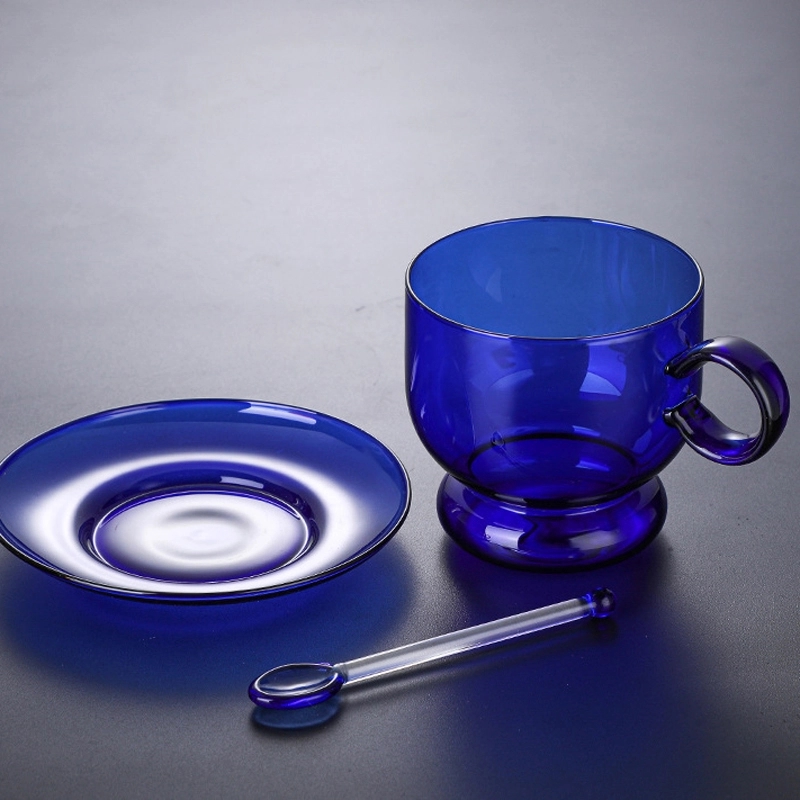 Custom 12 OZ. Glass Tea Cup Coffee Mug with Saucer Set 14
