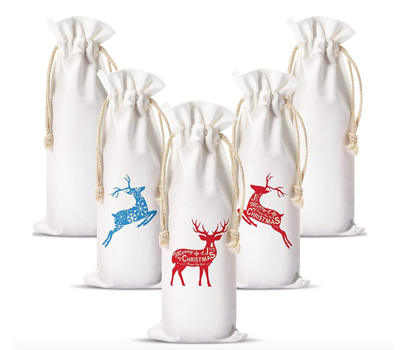 Wine Bottle Canvas Drawstring Bag 4