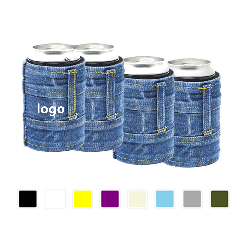 Denim Neoprene Can Coolie, custom koozie with logo imprint 2