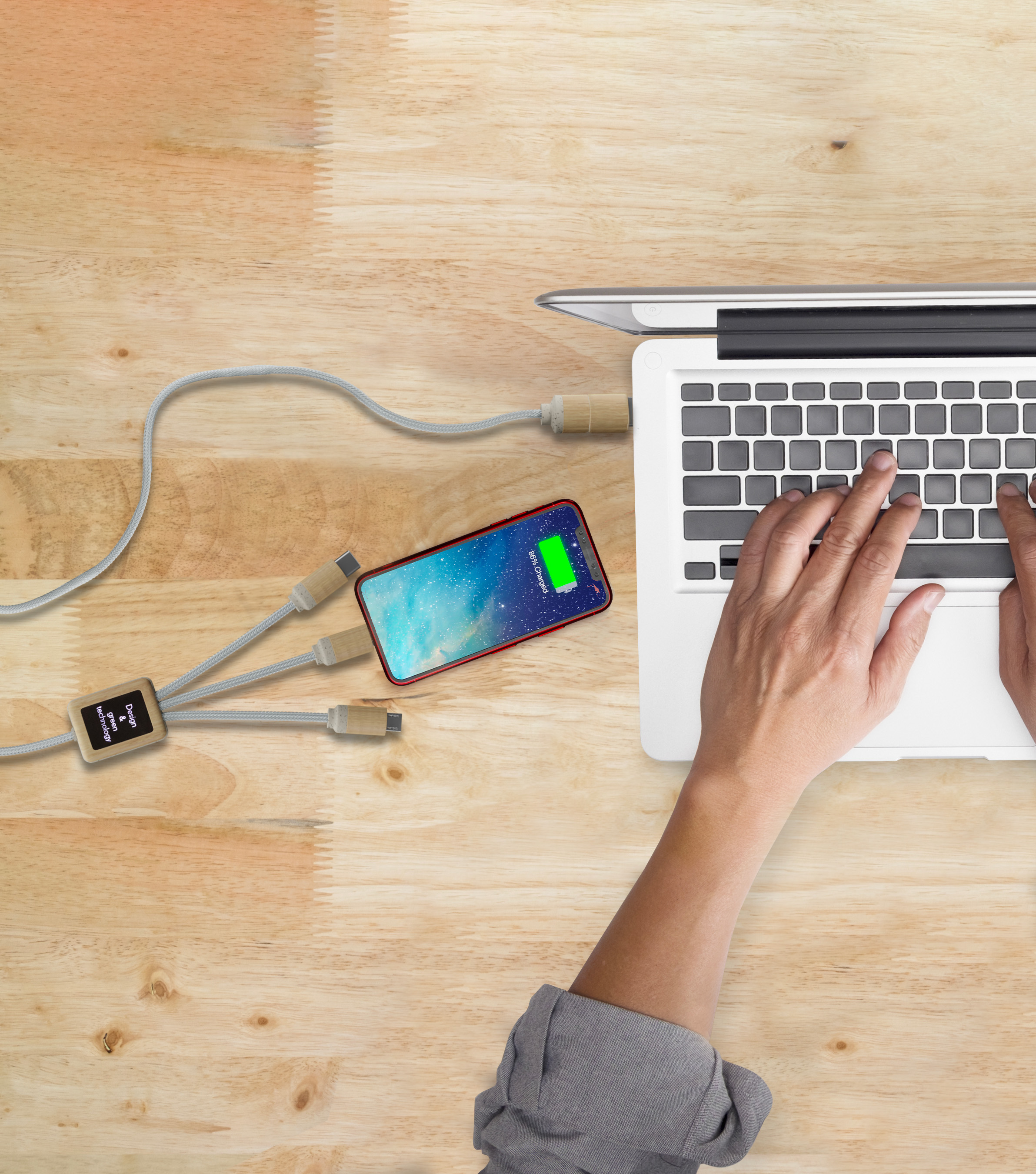 SCX Innovative Design™ 5-in-1 Bamboo Charging Cable 2A 7