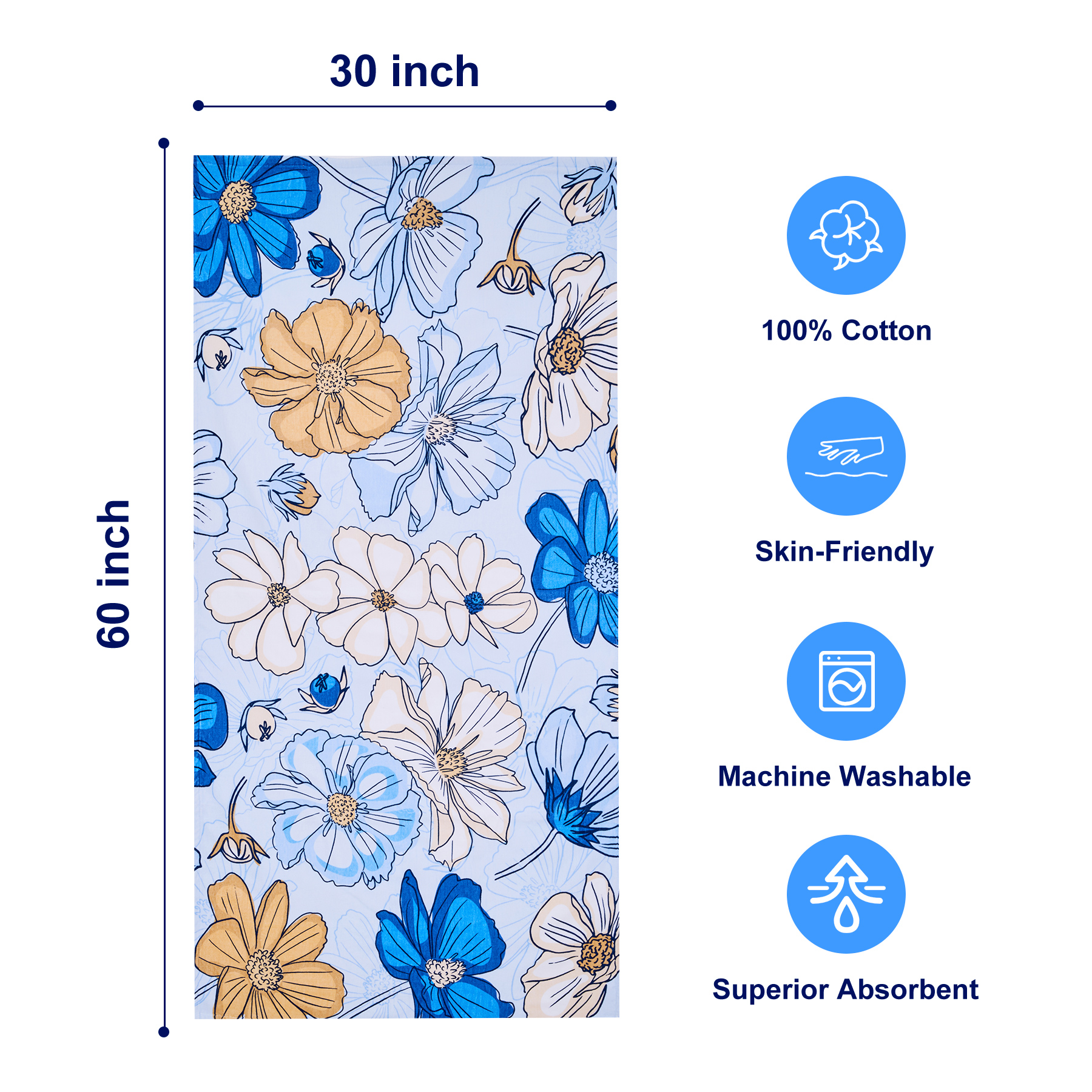 Full Color 400GSM Cotton Beach Towel 30" X 60" 6