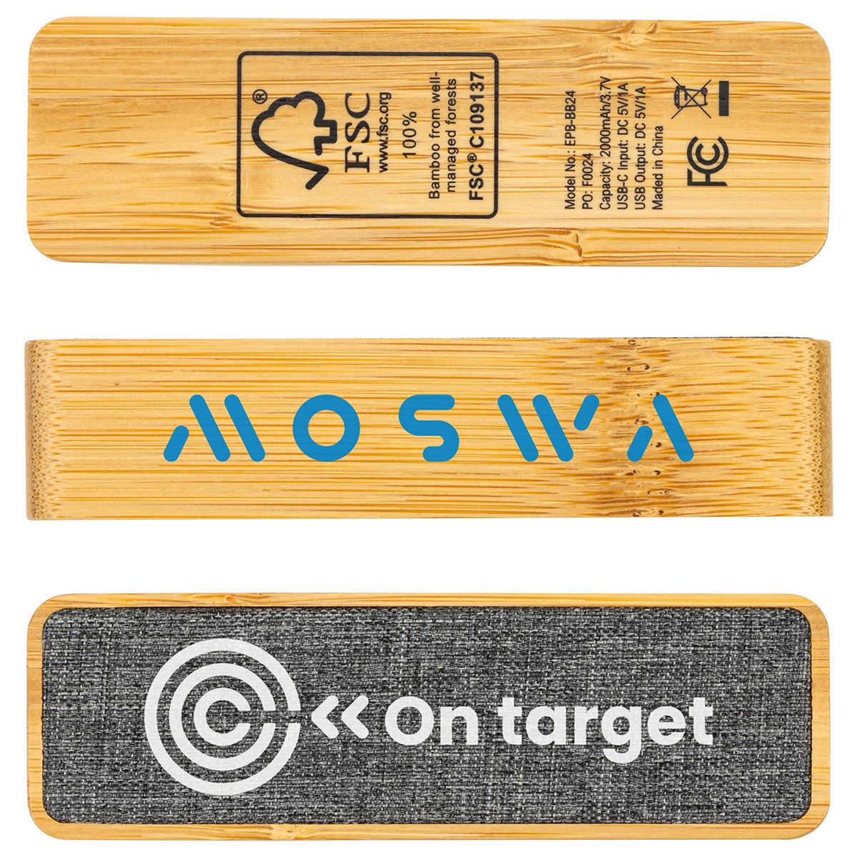 FSC® Bamboo/RPET 2000mAh Mini Power Bank 1