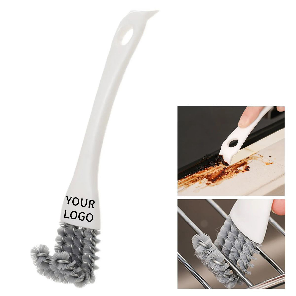 Spiral Bristle BBQ Grill Brush with Scraper Hook 2