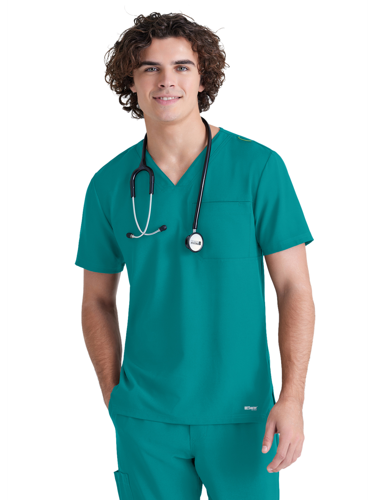 Grey's Anatomy Evolve Stretch - Men's One-Pocket V-Neck Journey Scrub Top 33