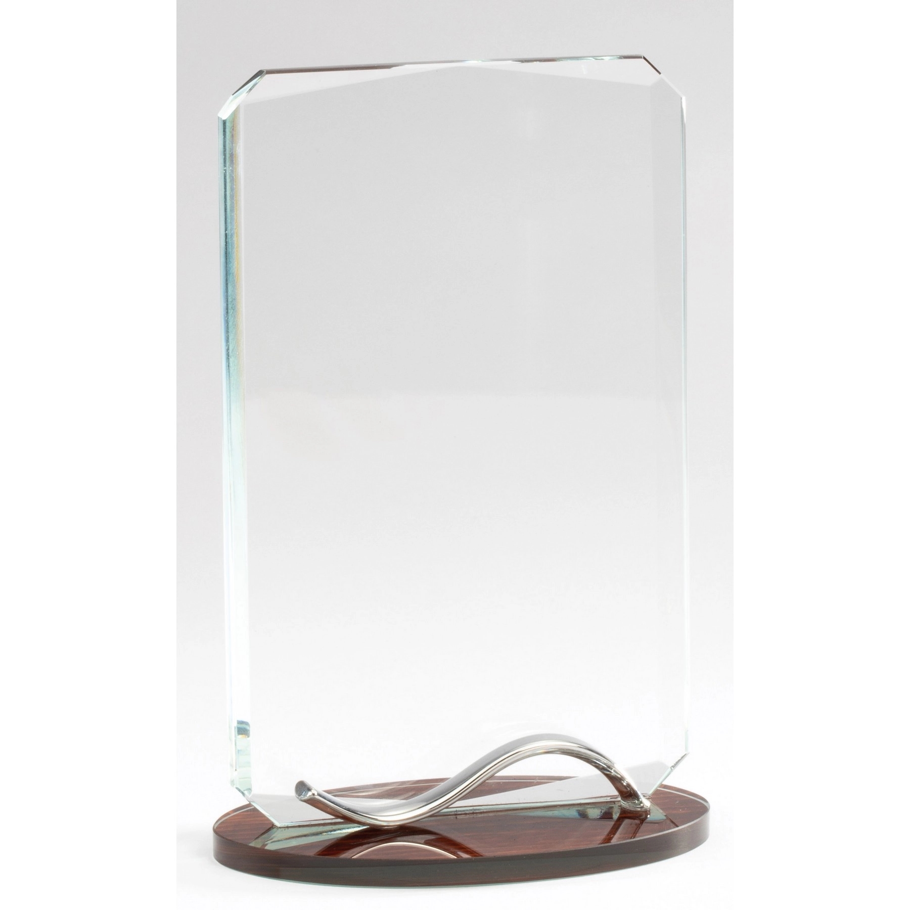 6 1/4" Tablet Crystal Award On Wood Look Base 3