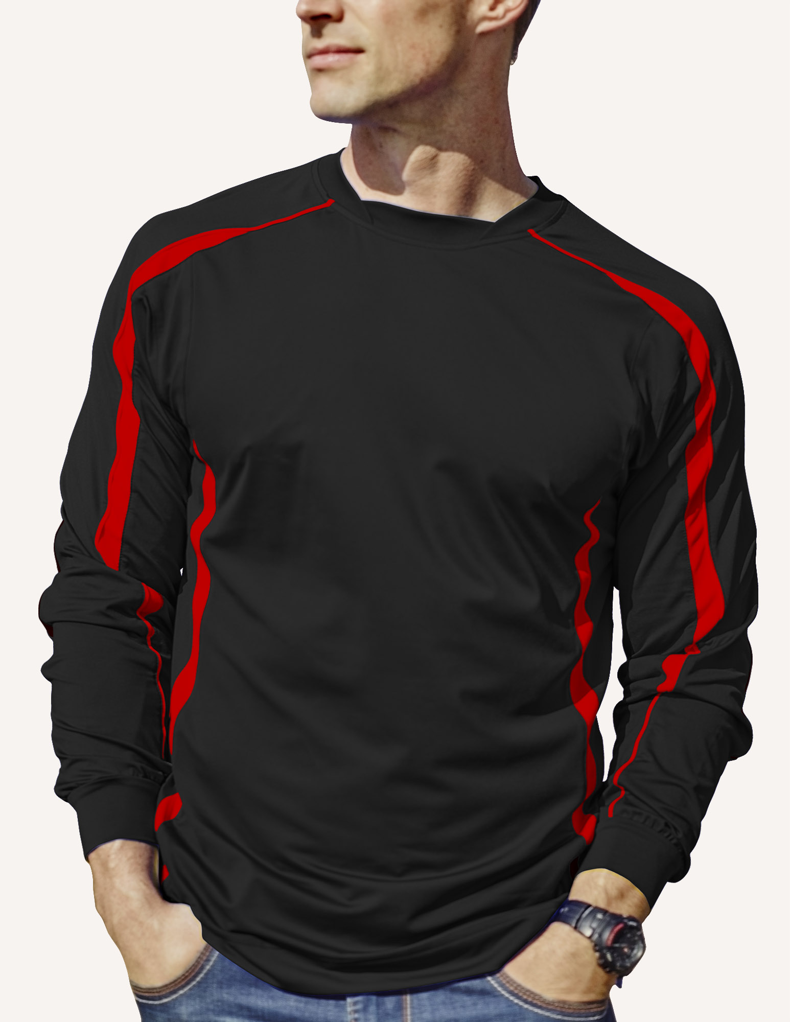 Men's Allsport Long Sleeve Double Crescent Crew Neck Shirt 19