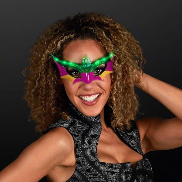 Purple, Green & Gold Mardi Gras Mask LED Shades 2