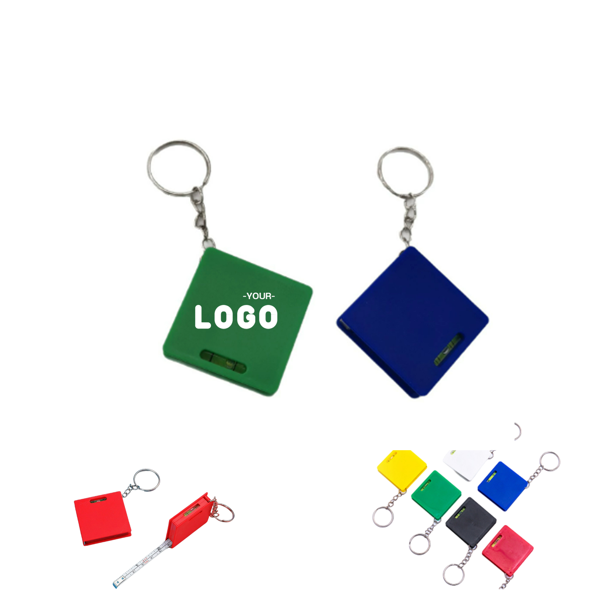 Square Keyring Tape Measure With Level 2
