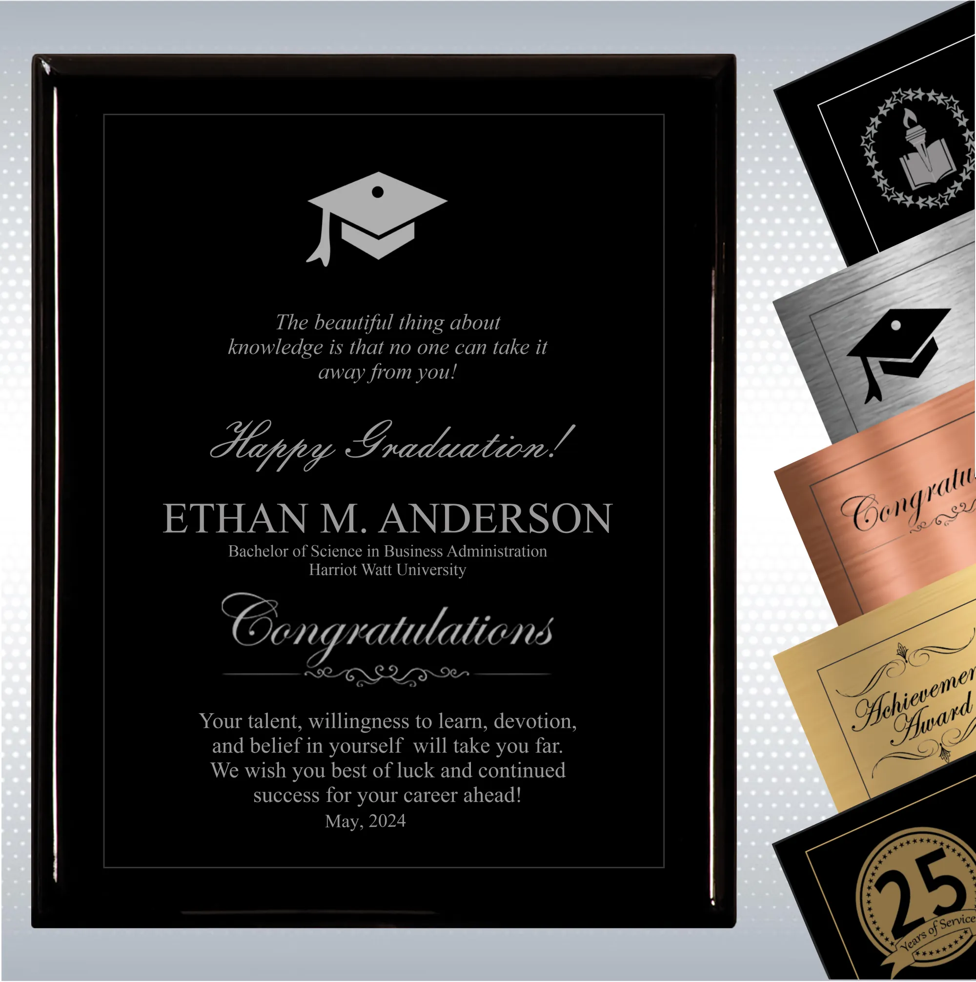 Black Piano Finish Wood Plaque Graduation Gift 6