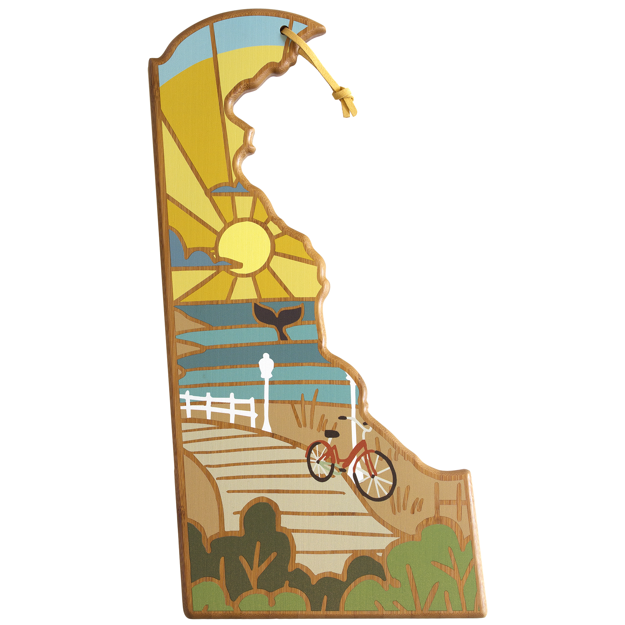 Delaware State Shaped Serving and Cutting Board with Artwork by Summer Stokes