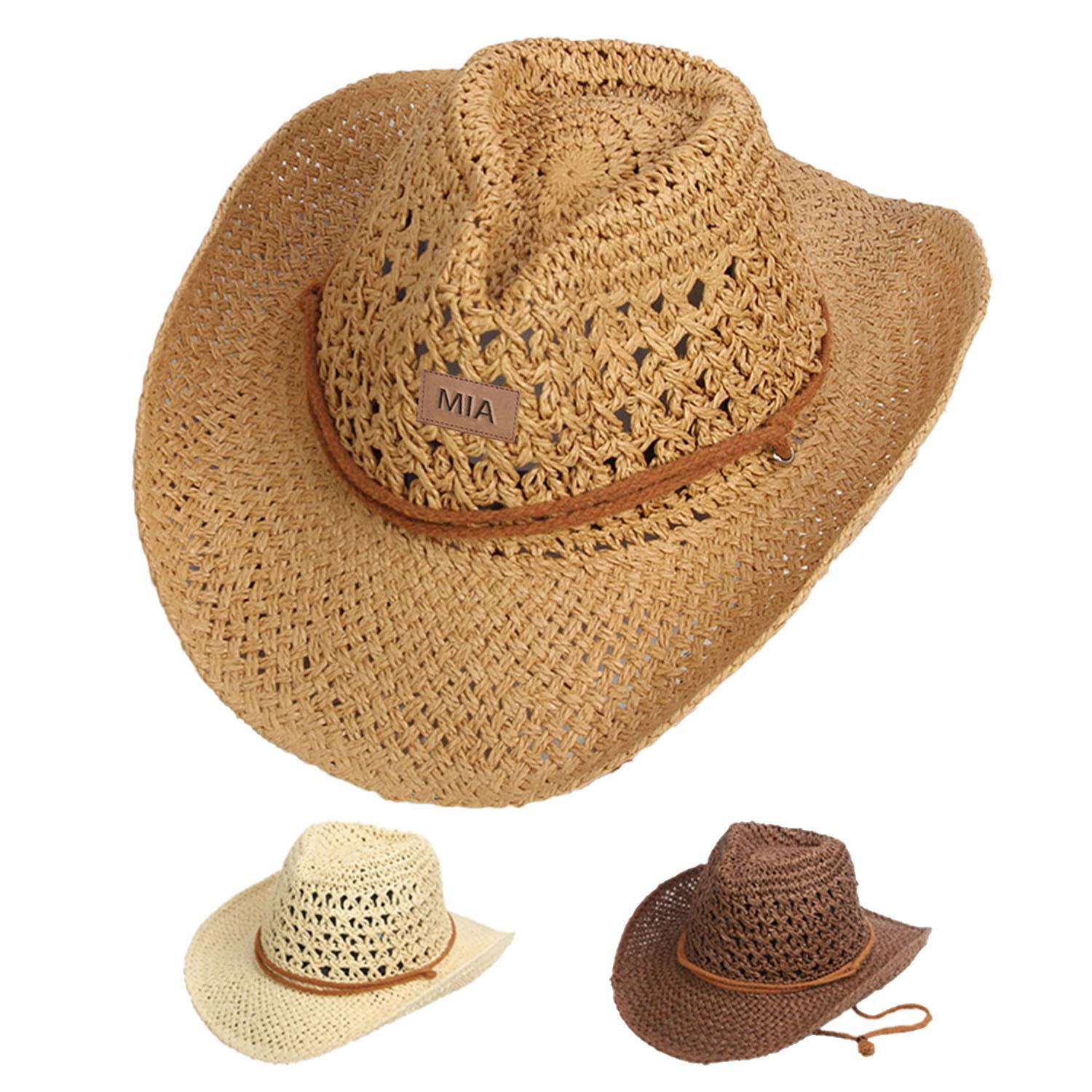 Summer Women Men Toquilla Straw Cowboy Hat 12