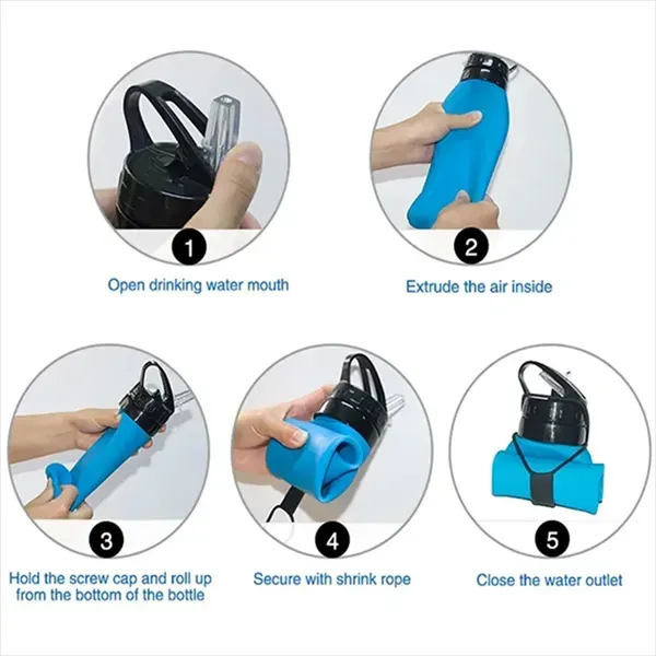 20 Oz Silicone Foldable Folding Sports Water Bottle 6
