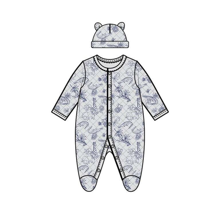 Boys' Quilted Sleep & Play Bodysuits with Hat Gray 2