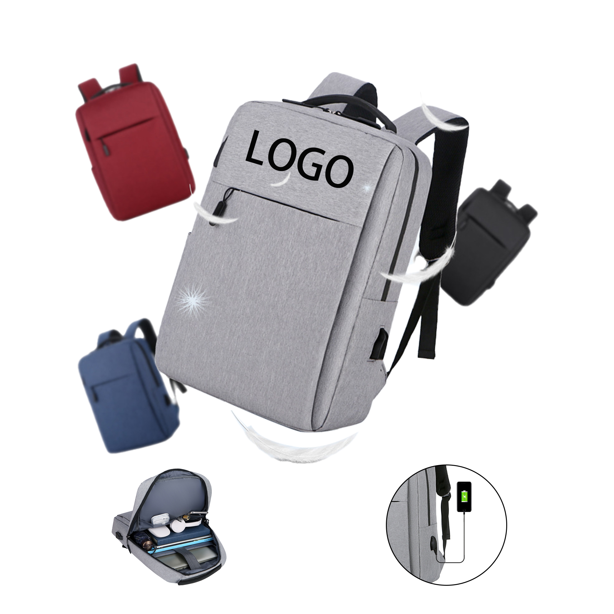 Business Travel Durable Laptops Backpack with USB Charging 3