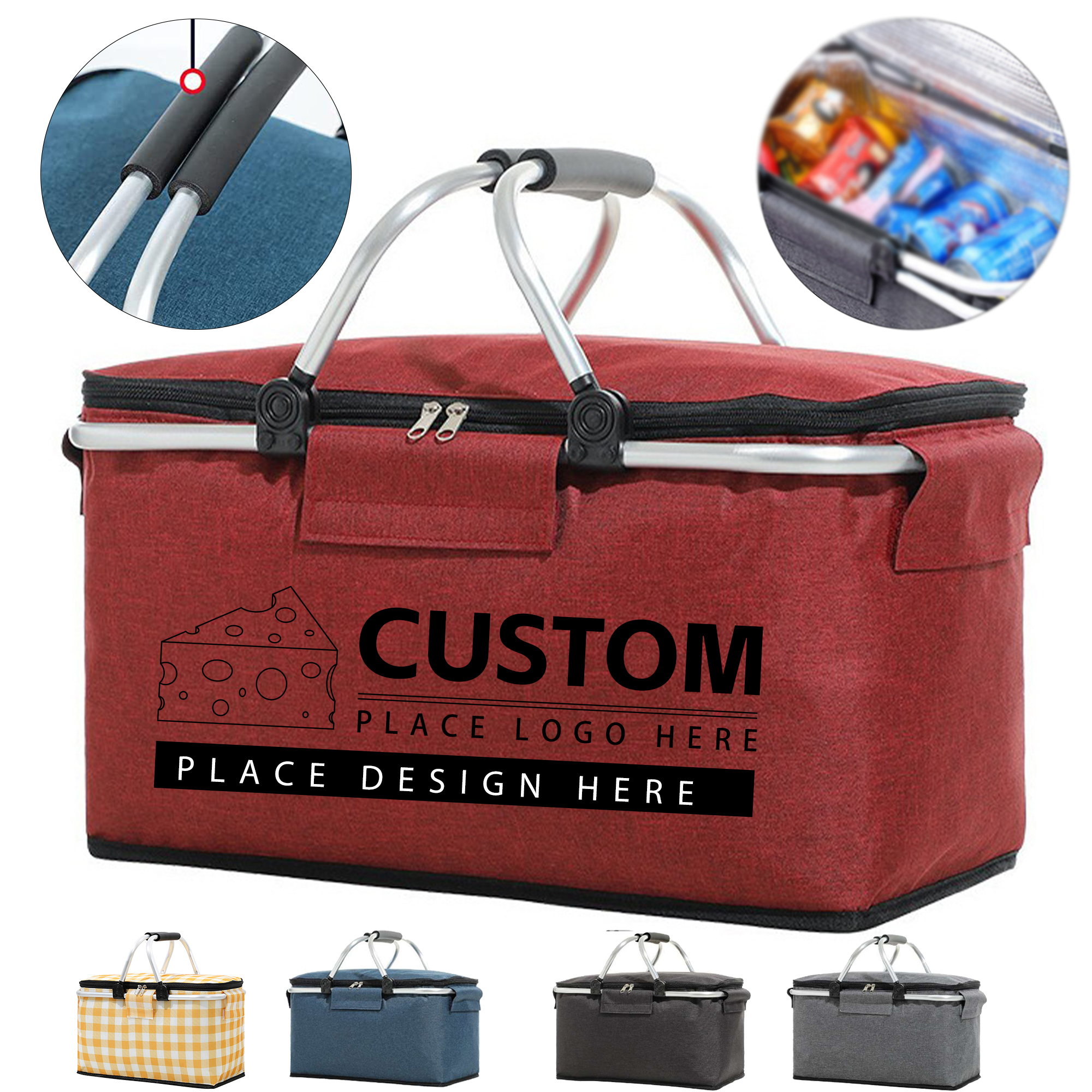 Portable Collapsible Insulated Picnic Basket With Handles 1
