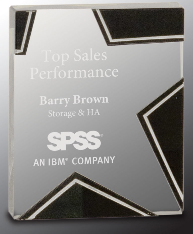 6 1/4" Silver/Black Glass Star Award