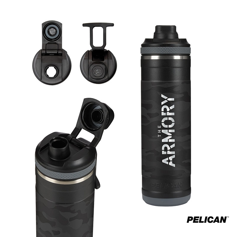 Pelican Pacific™ Chug 26 oz. Recycled Double Wall Stainless Steel Black Camo Water Bottle