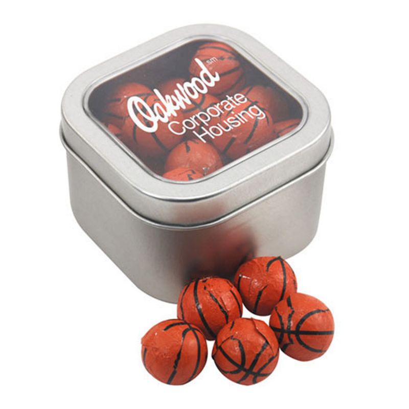 Window Tin with Chocolate Basketballs 1