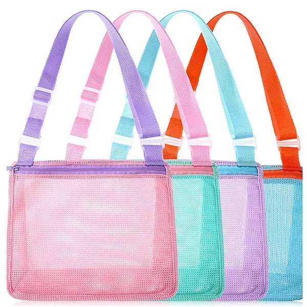 Summer Kids Mesh Beach Seashell Zipper Bag 4
