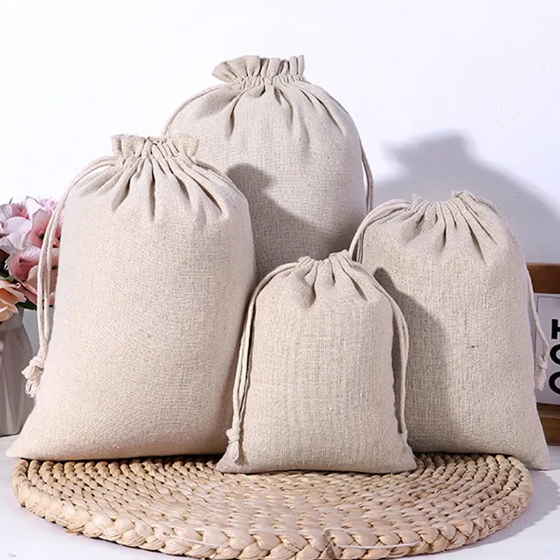 Custom Cotton Linen Drawstring Bags 4