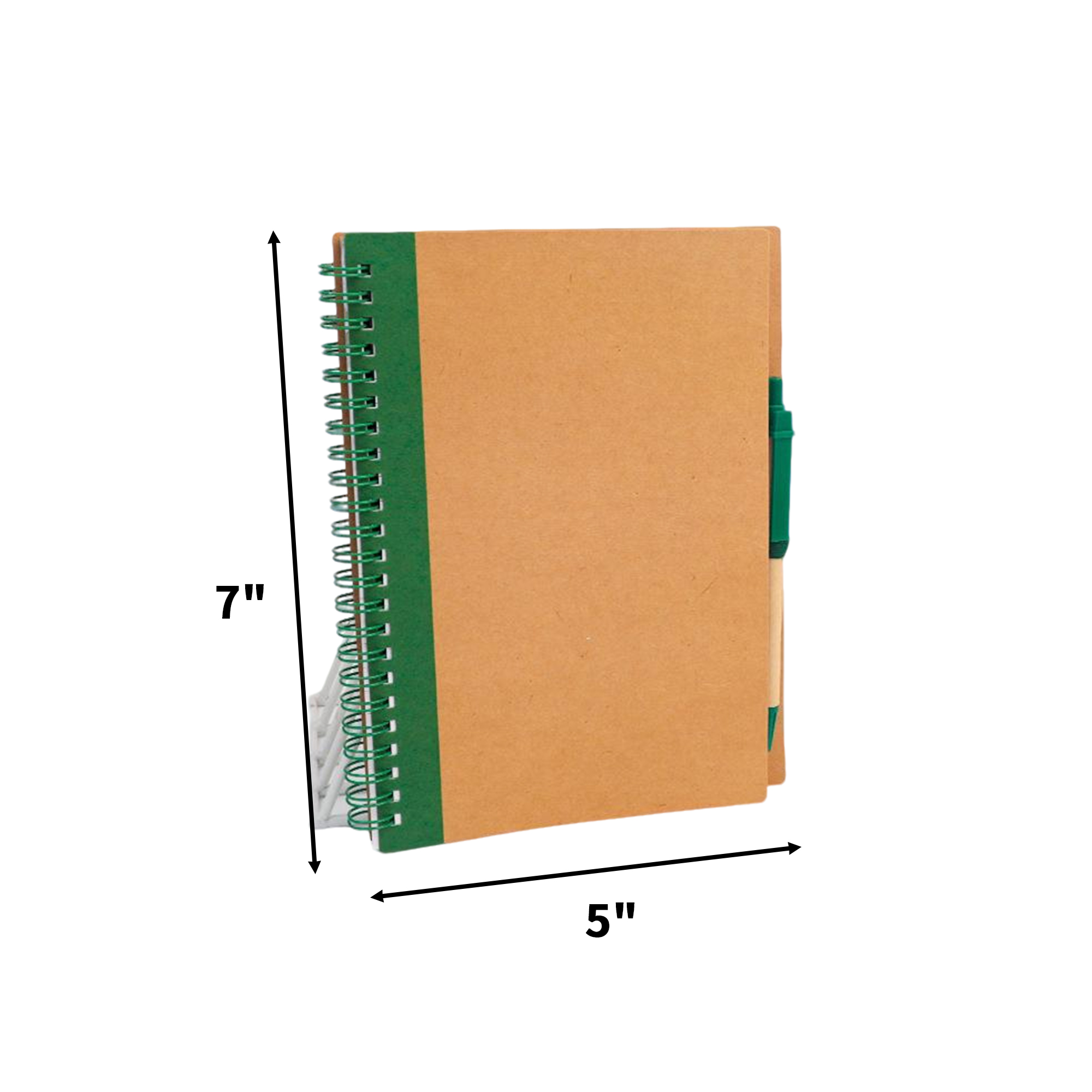 5 X 7 Soft Cover Kraft Spiral Notebook With Pen 5