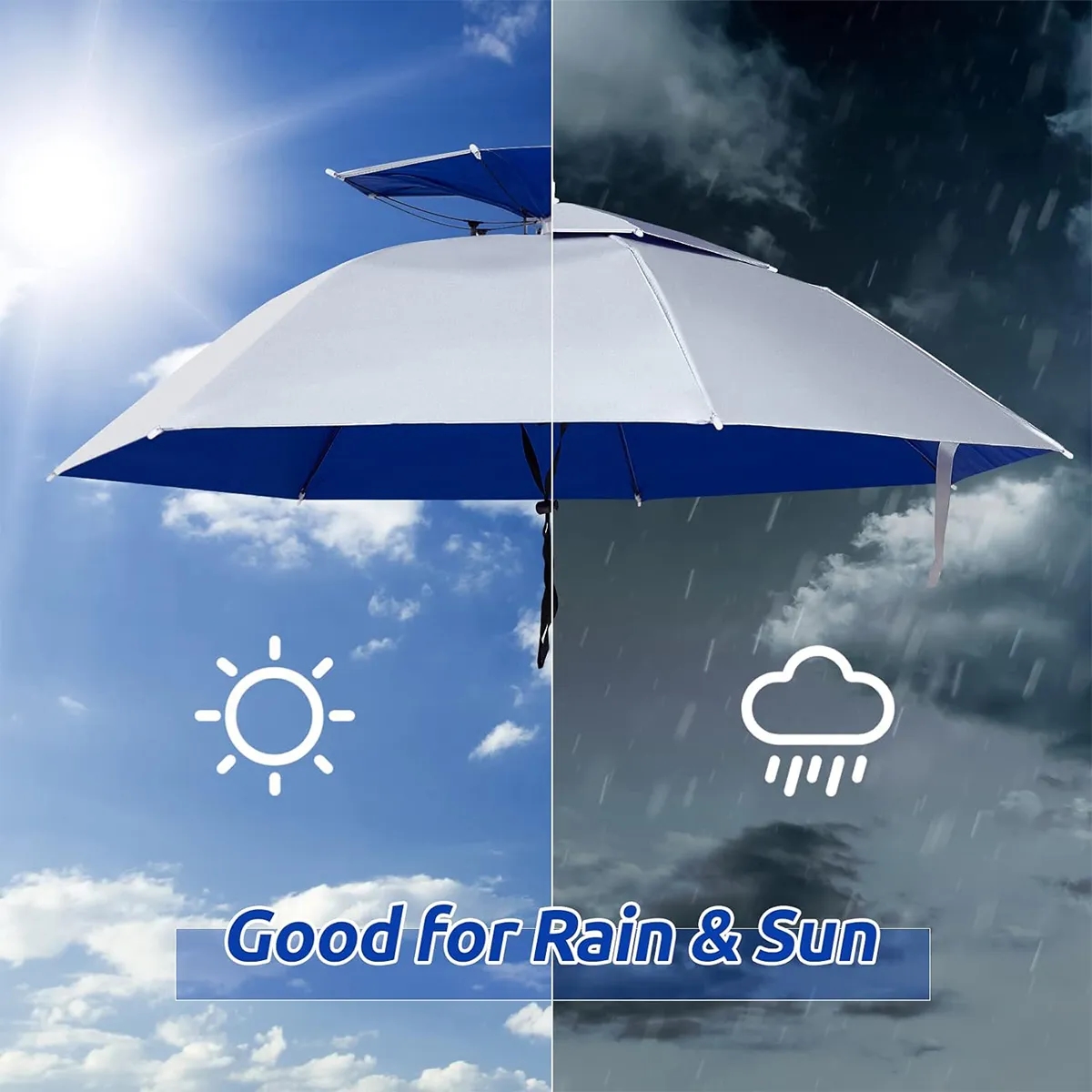 Golf Double Layer Hands Free UV Protection Head Umbrella Hat 5
