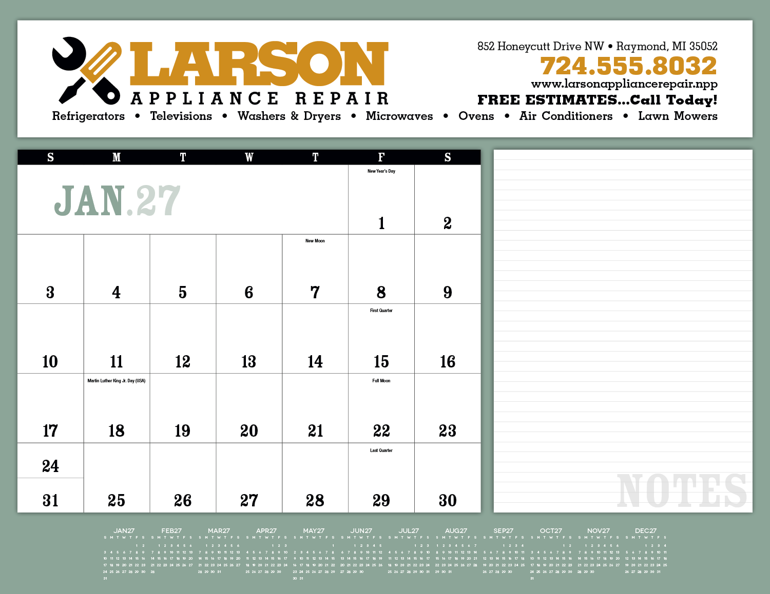 Triumph® Calendars Notes Desk Pad 10