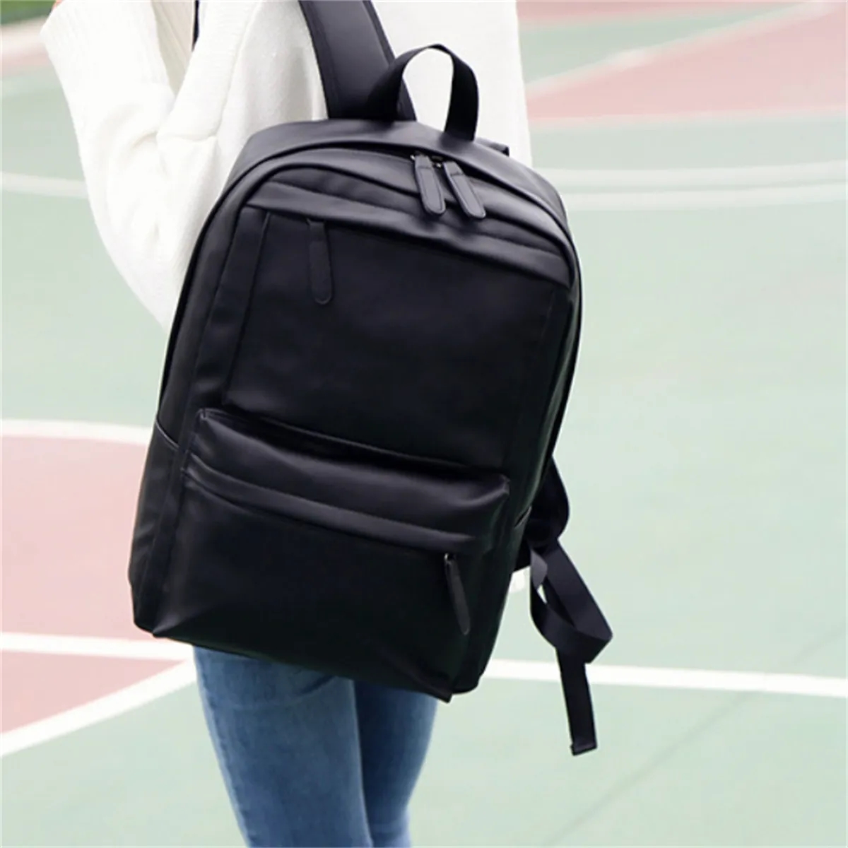 Laptop Backpack PU Leather Casual Daypack Work Travel 4