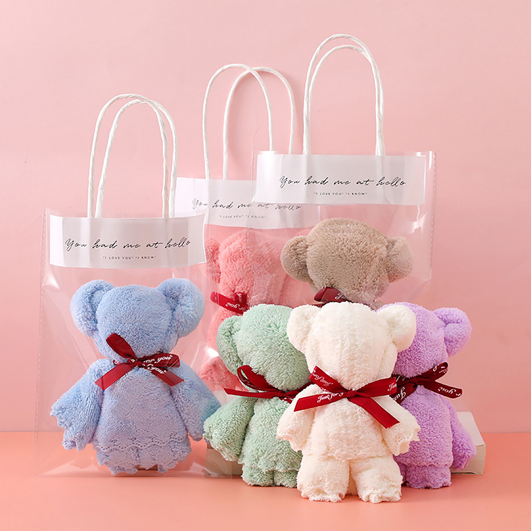 Coral Fleece Creative Bear Shaped Towel With Gift Bag 7