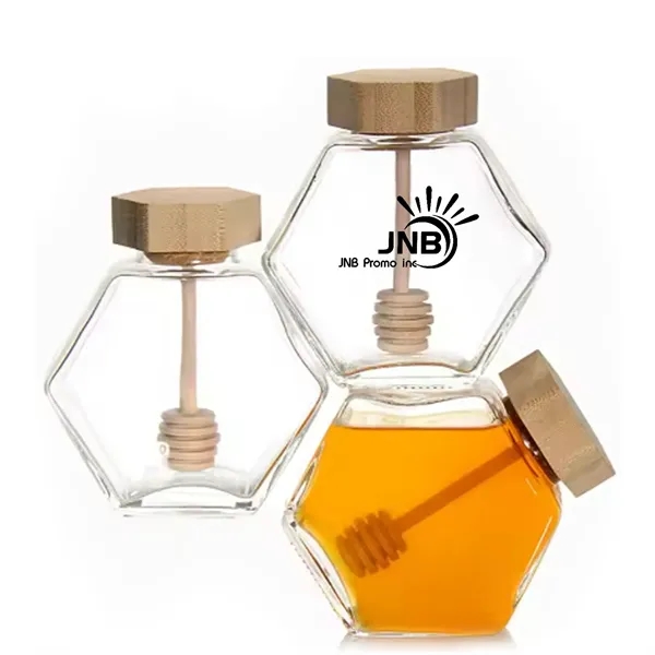 Custom Hexagonal Glass Honey Jar