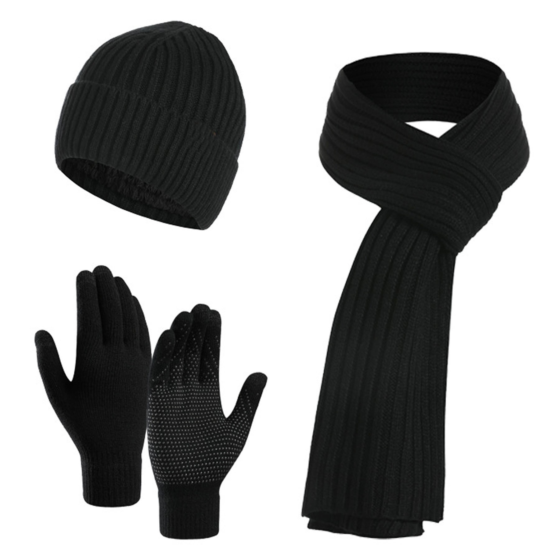 Knit Scarve Glove Hat Set 8