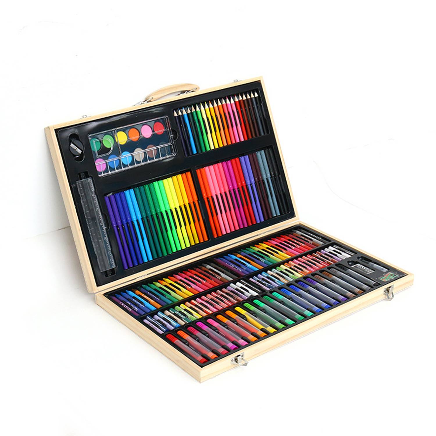 Wooden Box Kids Drawing Pen Set 1