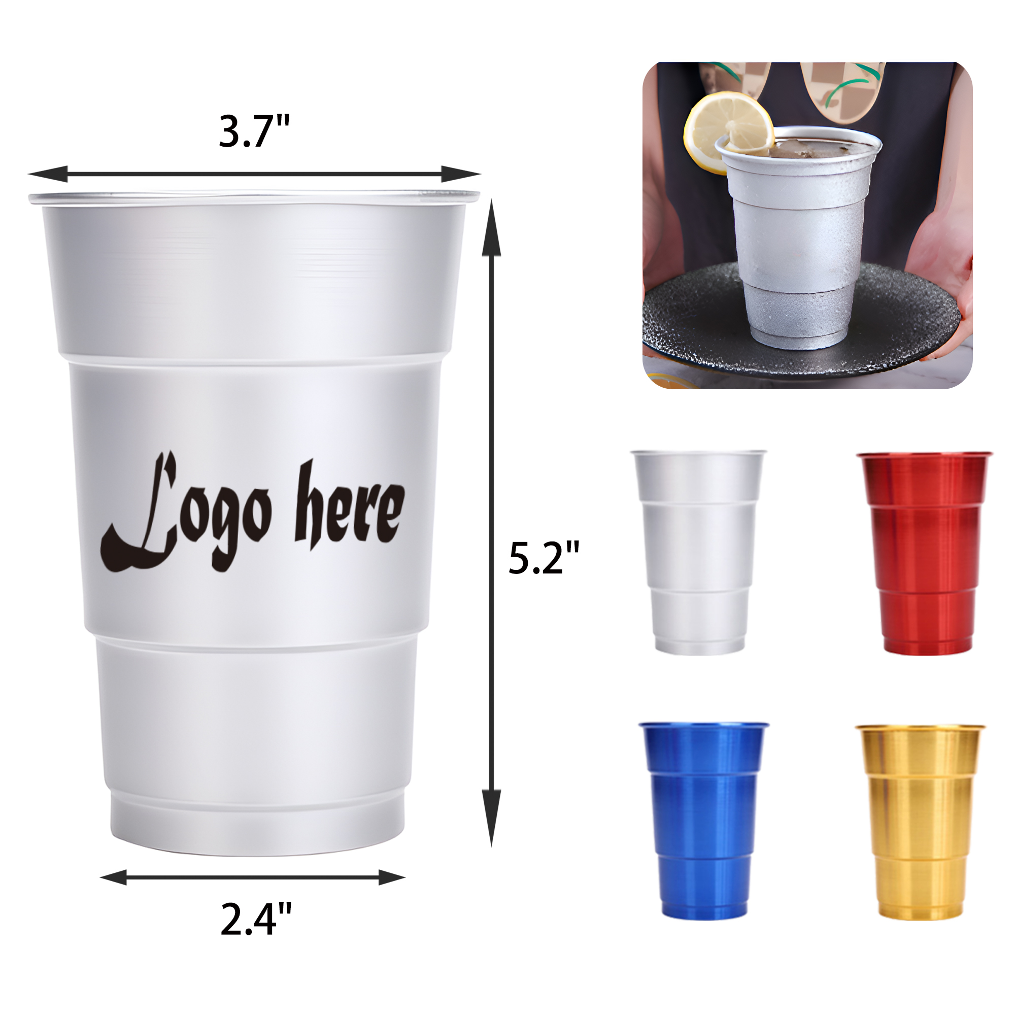 MOQ 50 PCS 16 OZ Sturdy Aluminum Cup 4