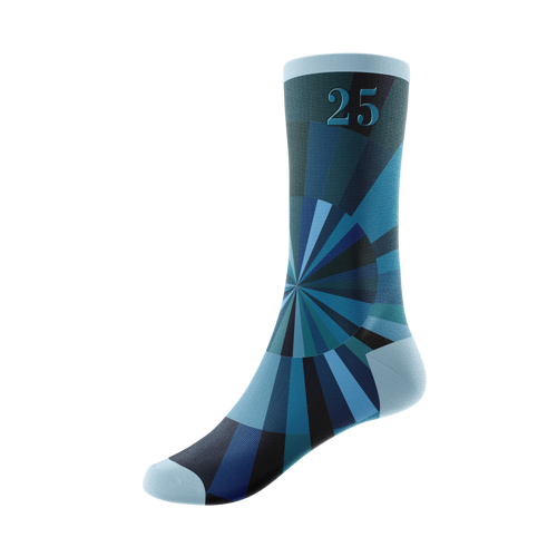 360 Degree Digital Print Poly-Spandex Crew Socks with 1