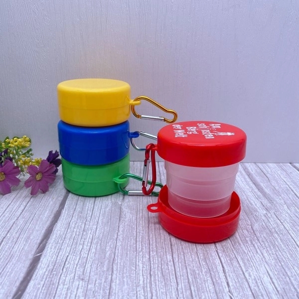 Translucent Plastic Collapsible Cup With Carabiner 1