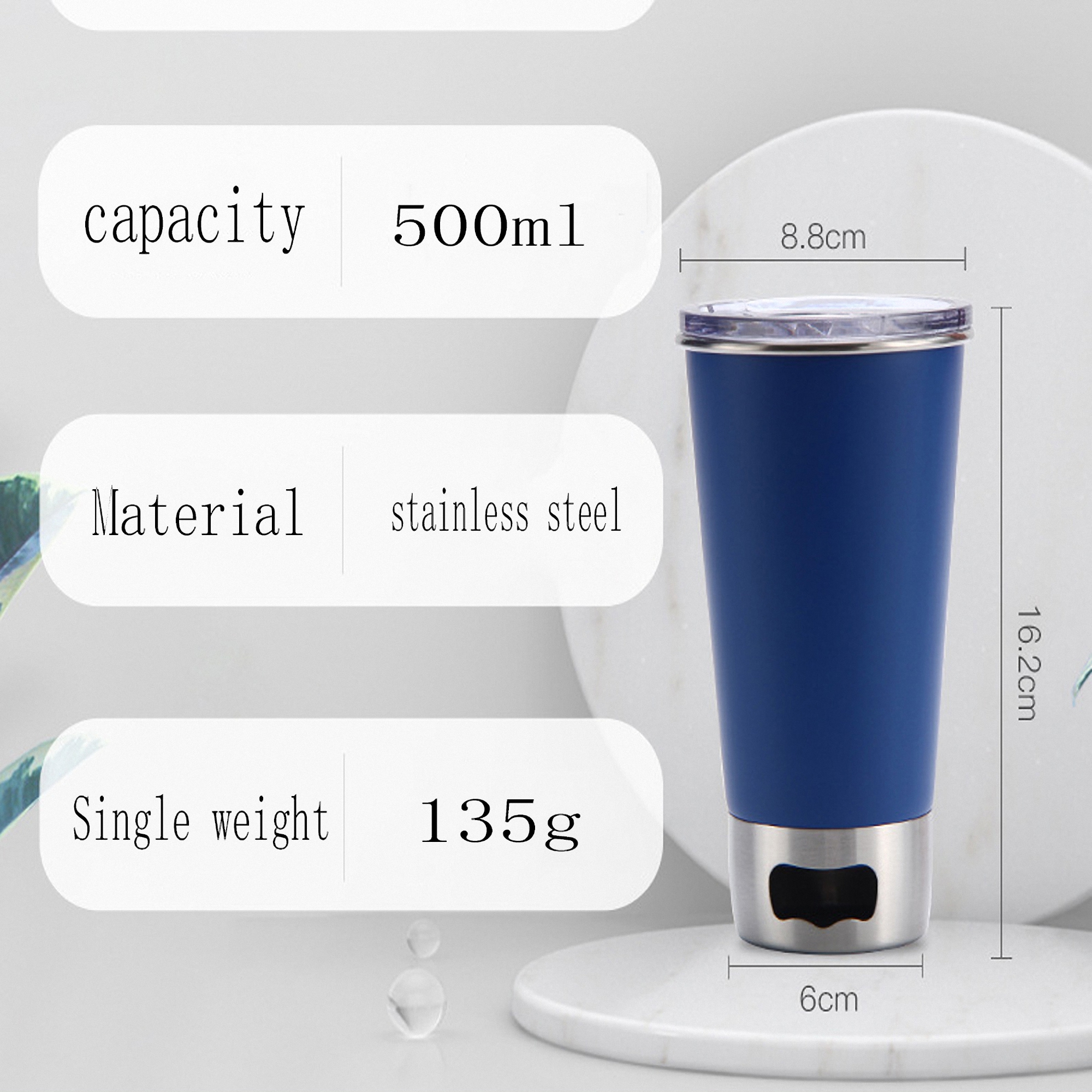 Stainless Steel Beer Mug with Bottle Opener 4