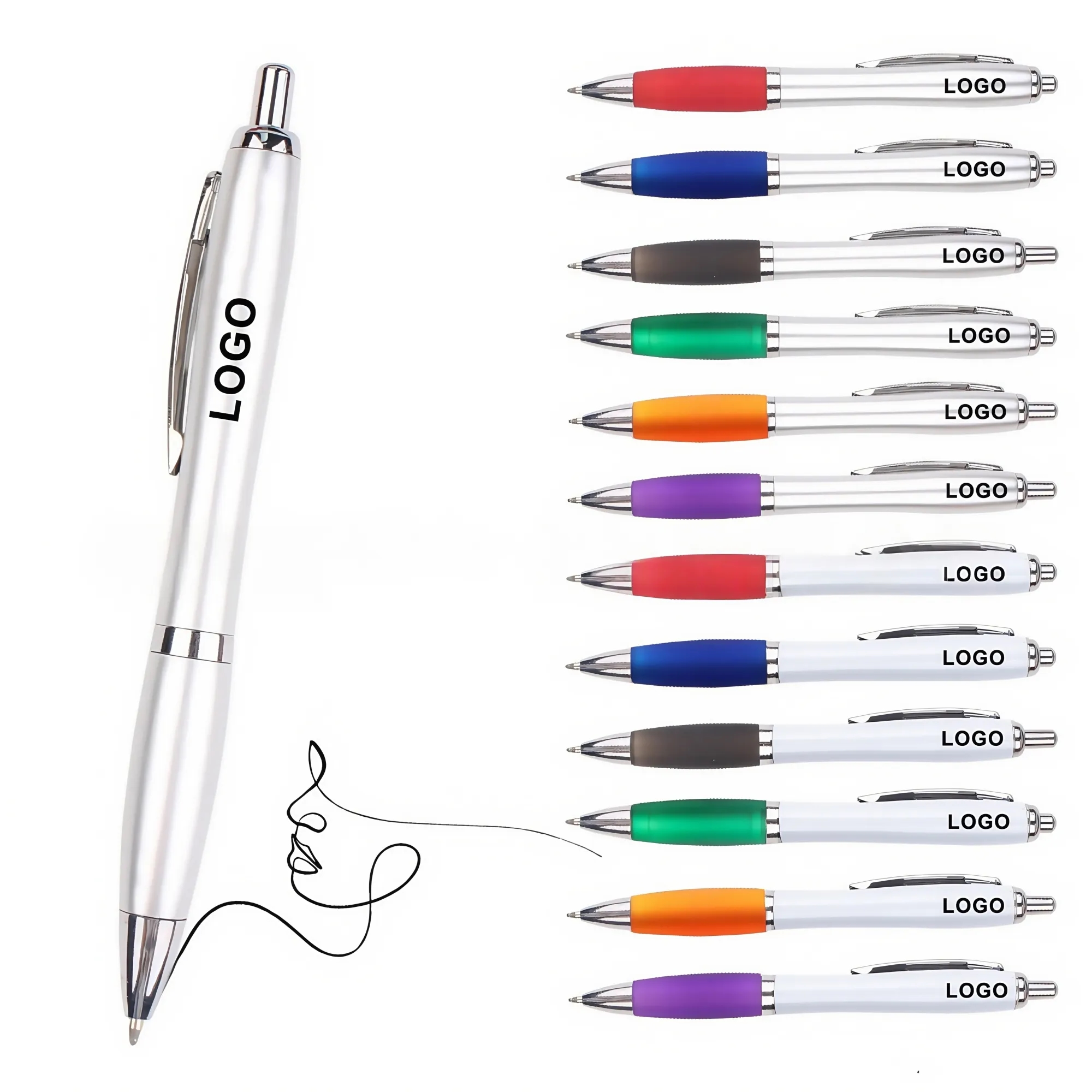 Press-Type Plastic Barrel Ballpoint Pen 10