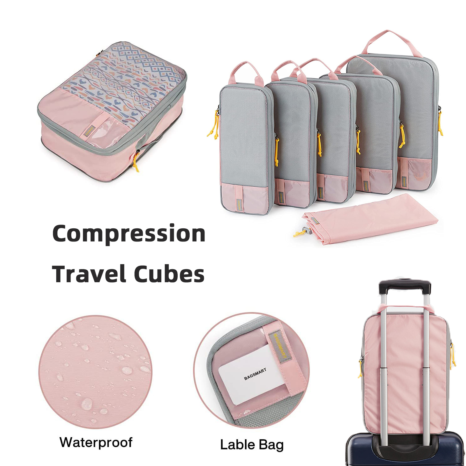 6 Set Compression Packing Cubes for Suitcases 2