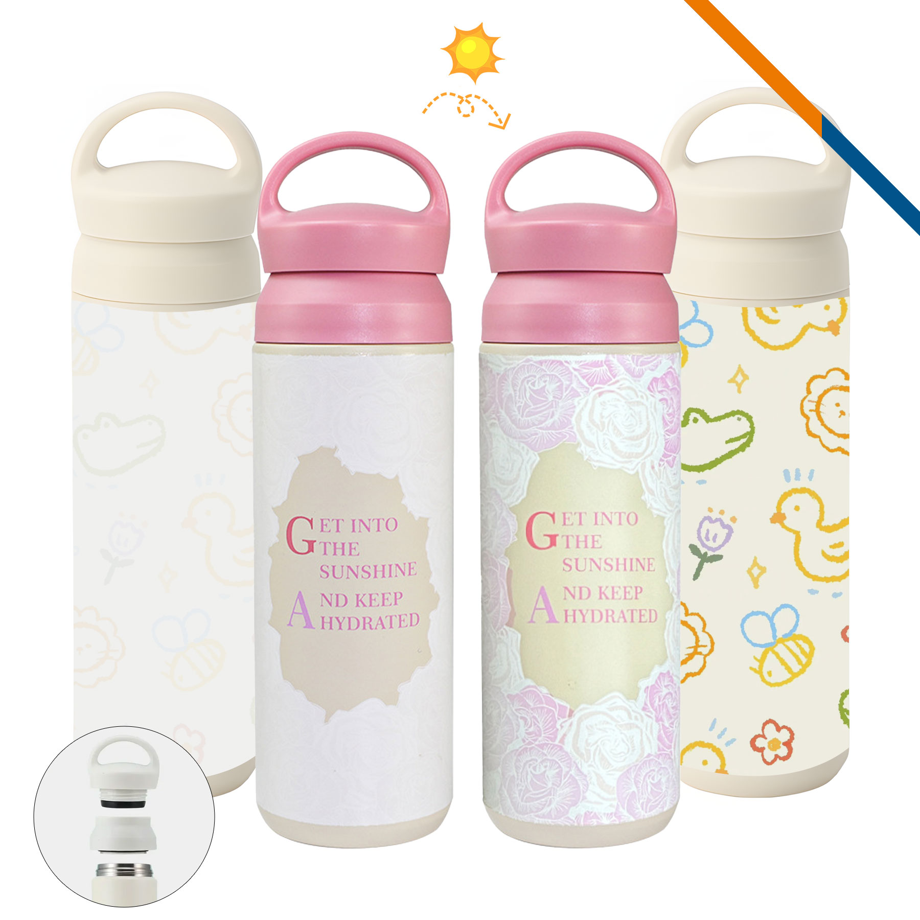 Auvia UV Color Changing Vacuum Water Bottle - 17 OZ., custom water bottle with logo imprint 3