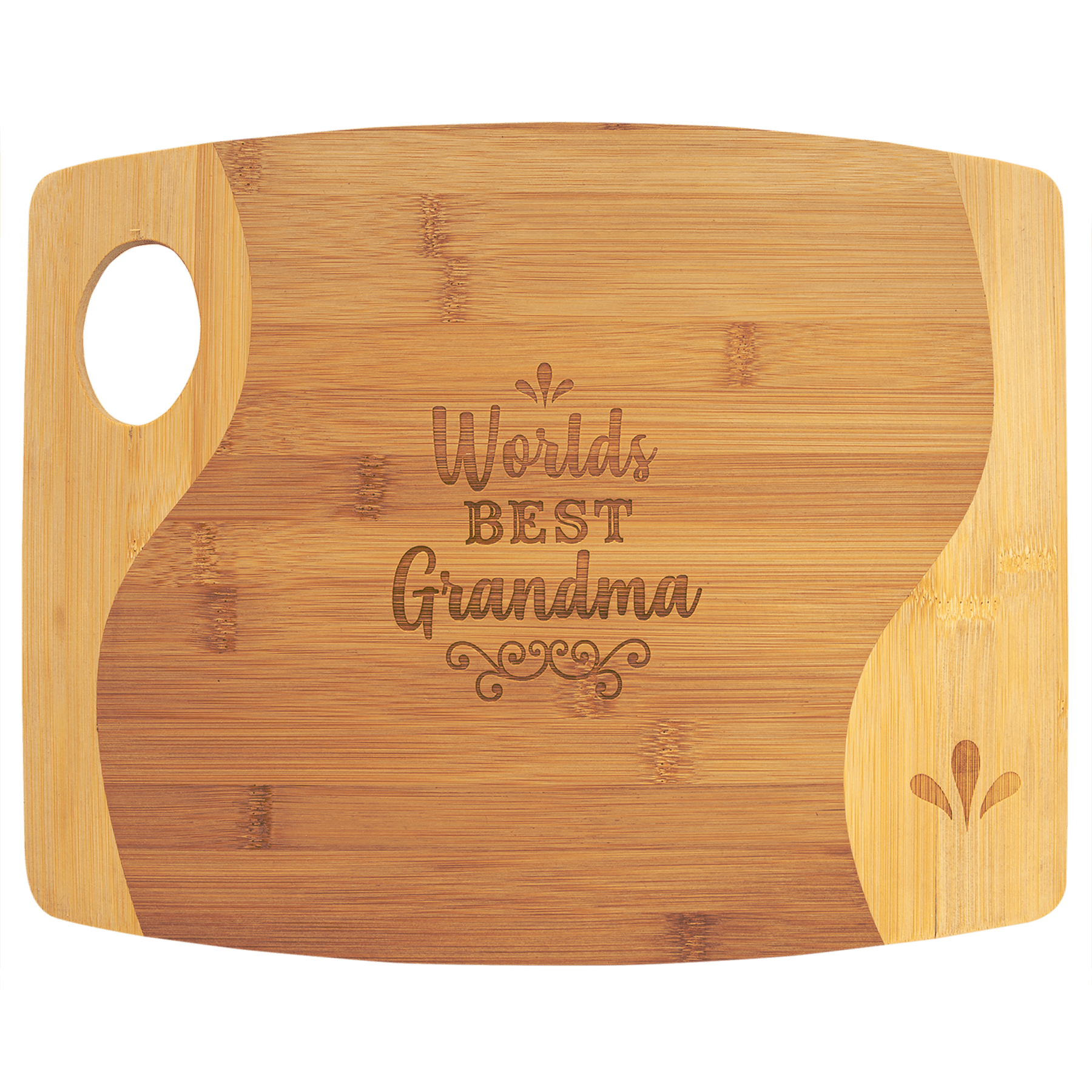 Bamboo Two Tone Cutting Board With Handle 3