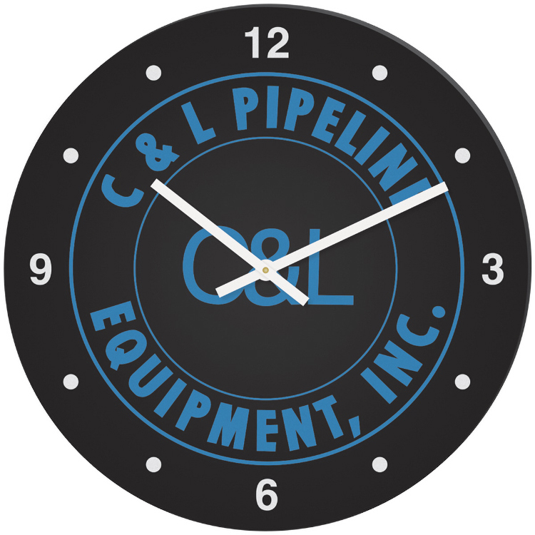 Black Acrylic Round Clock (11 3/4" dia.) Full Colour Imprint