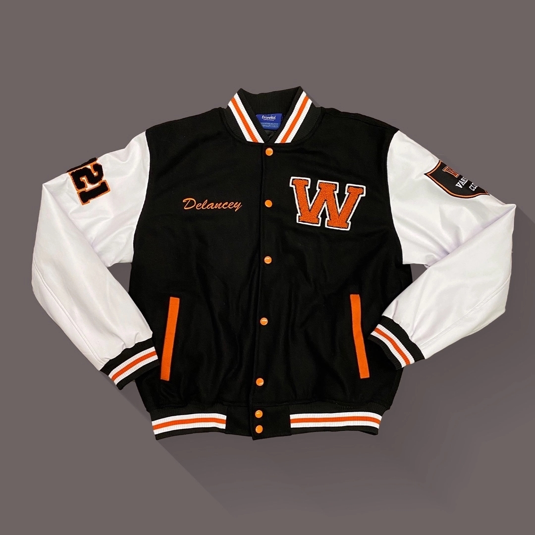 Vegan Leather and Wool Varsity Letterman Jacket 3