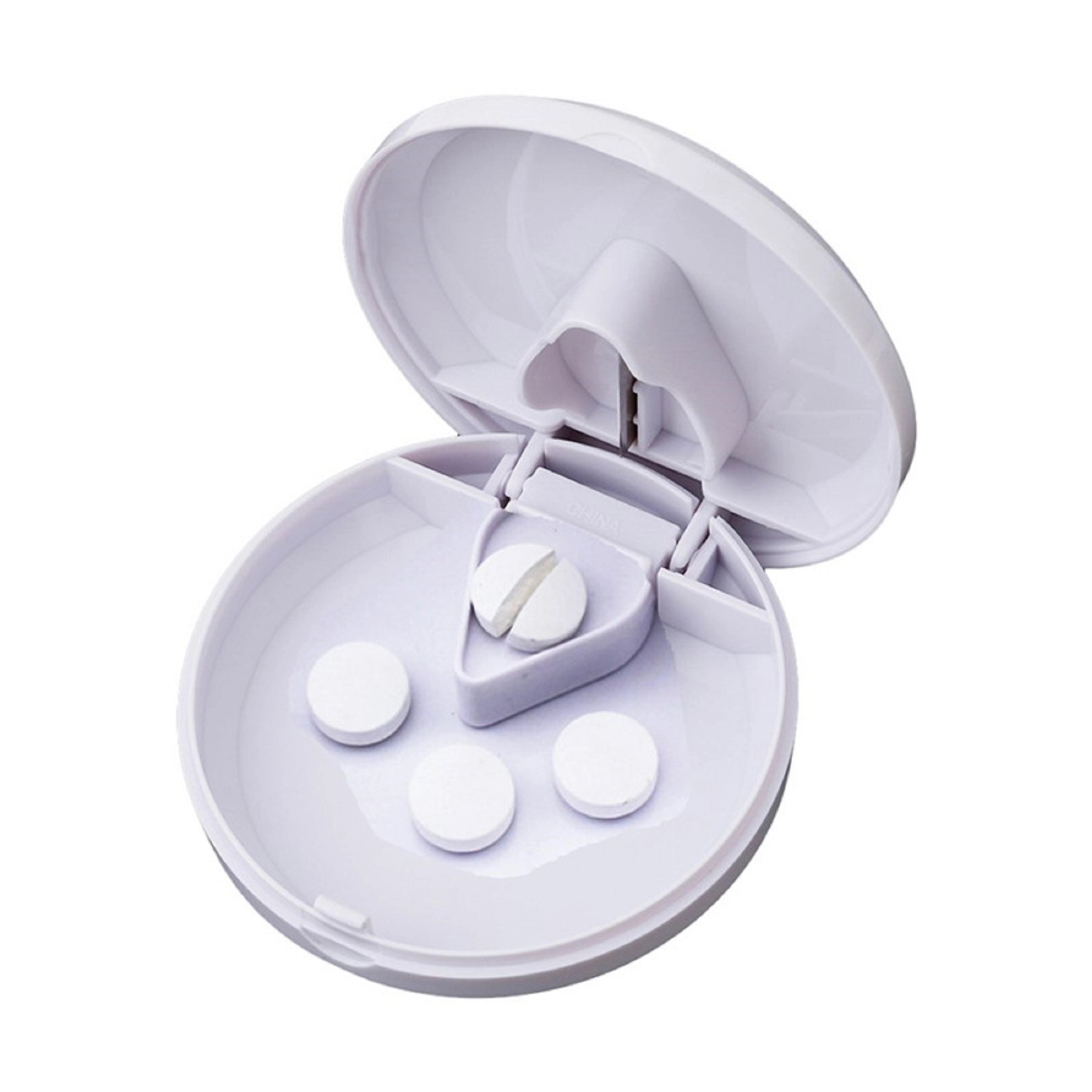 Plastic Round Pill Box with Cutter 7